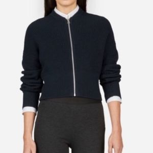 Everlane Soft Black Ribbed Knit Cropped Sweater/Cardigan