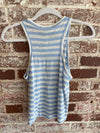 FRAME Blue/White Linen Racerback Striped Tank