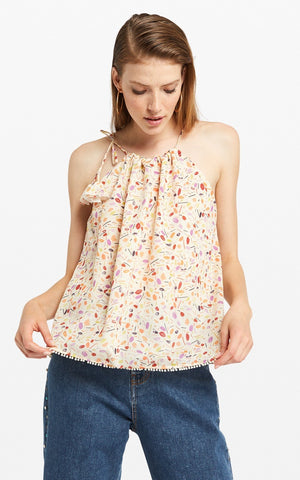 ottod'Ame Abstract Floral Printed Cotton Top