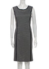 Tibi Houndstooth + Leather Trim Dress
