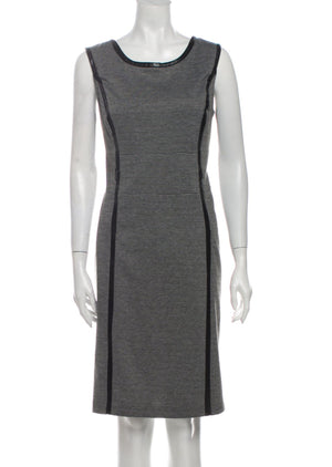 Tibi Houndstooth + Leather Trim Dress