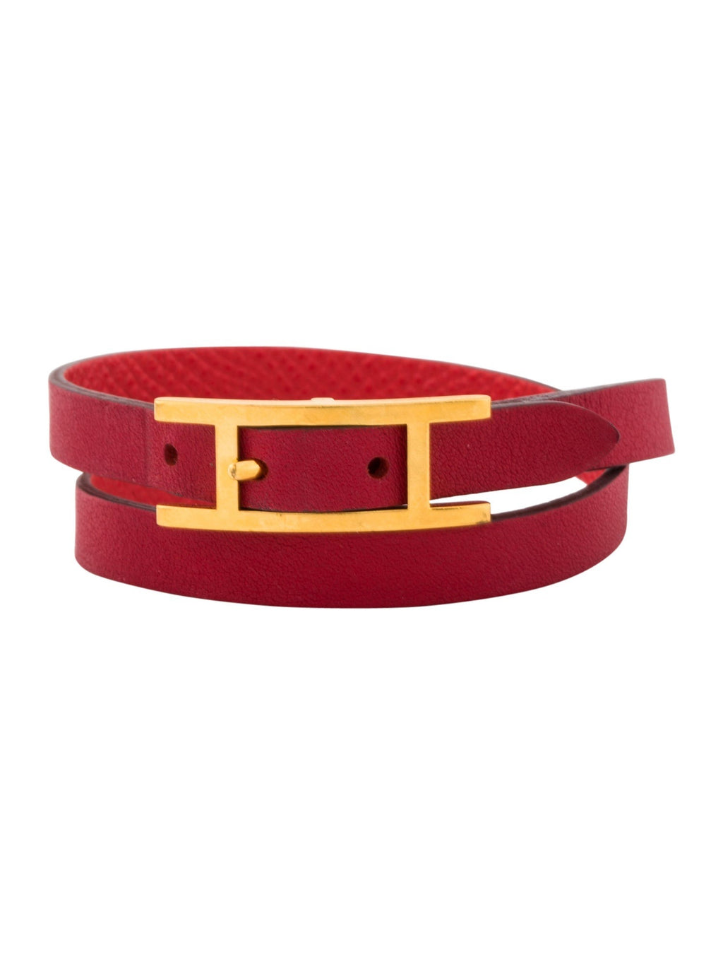 Hermès Red Hapi 2 Wrap Logo Bracelet