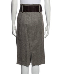 Robert Rodriguez Vintage Wool Tweed Pencil Skirt w/ Oversized Belt