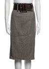 Robert Rodriguez Vintage Wool Tweed Pencil Skirt w/ Oversized Belt