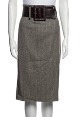 Robert Rodriguez Vintage Wool Tweed Pencil Skirt w/ Oversized Belt