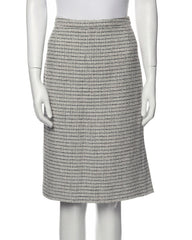 Rena Lange Vintage Navy/White Tweed Virgin Wool-Blend Skirt