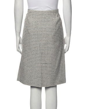 Rena Lange Vintage Navy/White Tweed Virgin Wool-Blend Skirt