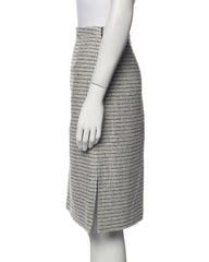 Rena Lange Vintage Navy/White Tweed Virgin Wool-Blend Skirt