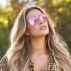 DIFF 'Dash' Gold + Rose Modern Aviator Sunglasses