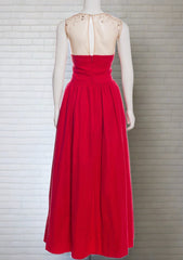 Marchesa Notte Silk-Blend High-Low Red Beaded Gown