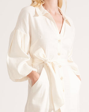 Veronica Beard Ivory Linen 'Samy' Shirt Dress