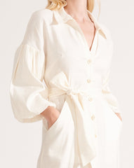 Veronica Beard Ivory Linen 'Samy' Shirt Dress