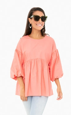 Pomander Place Coral 'Camilla' Blouse