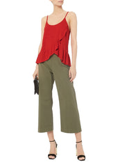 A.L.C. 'Ava Ruffle' Red Linen Spaghetti-Strap Tank
