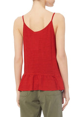 A.L.C. 'Ava Ruffle' Red Linen Spaghetti-Strap Tank