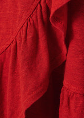 A.L.C. 'Ava Ruffle' Red Linen Spaghetti-Strap Tank