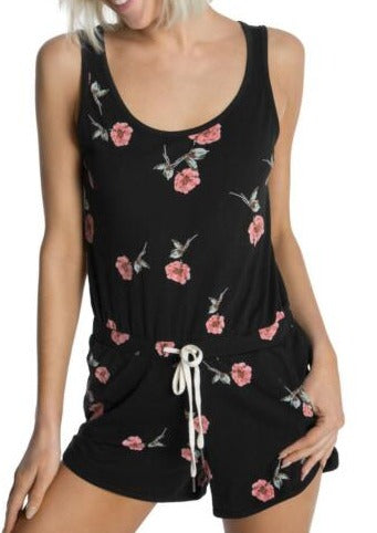 nPhilanthropy Black and Pink Floral 'Powder' Romper