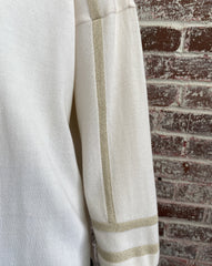 St. John Sport Wool White/Gold Bateau Neckline Top
