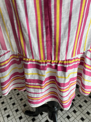 Parker V-Neck Striped High-Low Pink Ruffle Dress
