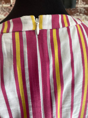 Parker V-Neck Striped High-Low Pink Ruffle Dress