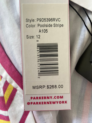 Parker V-Neck Striped High-Low Pink Ruffle Dress