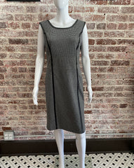 Tibi Houndstooth + Leather Trim Dress
