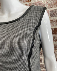 Tibi Houndstooth + Leather Trim Dress