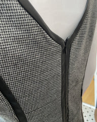 Tibi Houndstooth + Leather Trim Dress