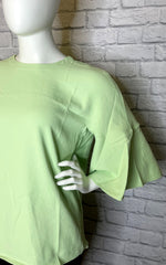 Tibi Mint Chalky Drape Ruffle Sleeve Top
