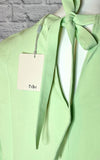 Tibi Mint Chalky Drape Ruffle Sleeve Top