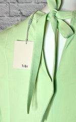 Tibi Mint Chalky Drape Ruffle Sleeve Top