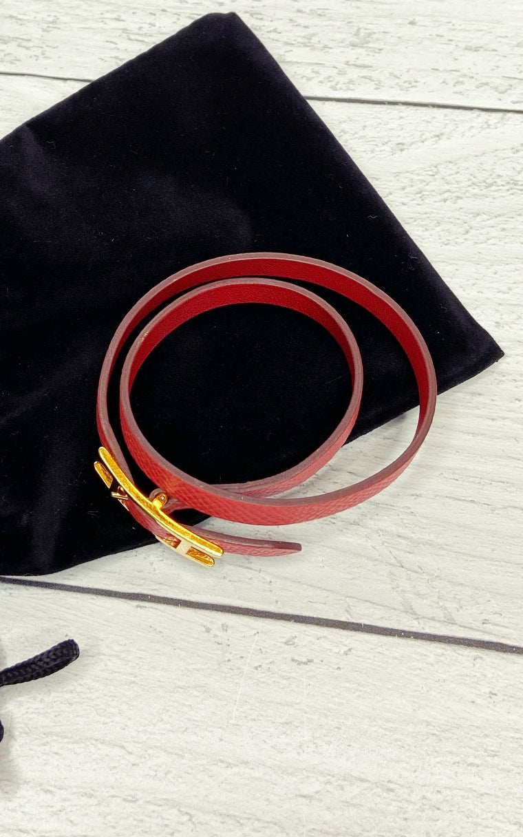 HERMES Chamonix Hapi 3 MM Triple Tour Wrap Bracelet