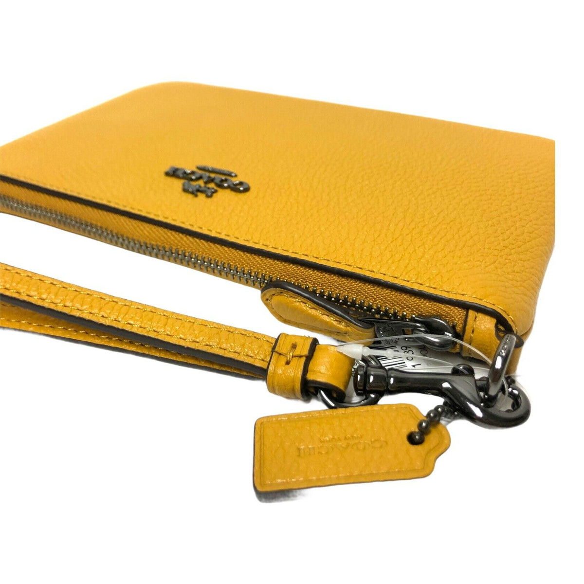 Coach Small Yellow Pebble Leather Wristlet