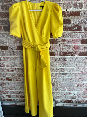 *FIRE SALE* Black Halo 'Maricopa' Bold Yellow Belted Jumpsuit