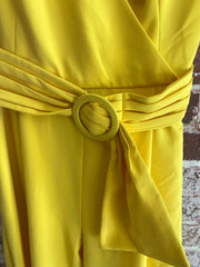 *FIRE SALE* Black Halo 'Maricopa' Bold Yellow Belted Jumpsuit